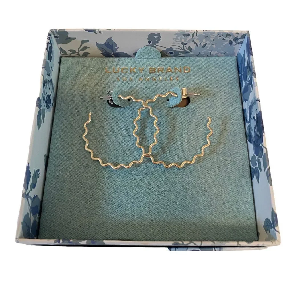 Lucky Brand Wavy Matte Silver Hoops.